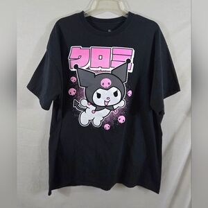 Sanrio Kuromi Skulls Women's Black Short Sleeve Anime T-shirt Size XL